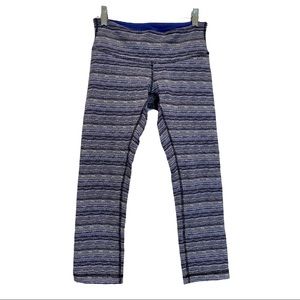 Lululemon Wunder Under Blue Striped Leggings Size 4